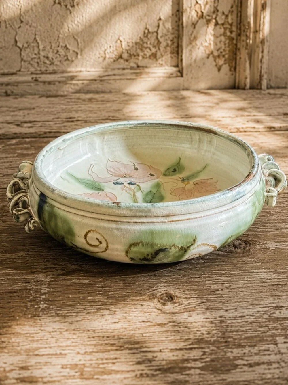 Vintage Signed Oversized Artisan Hand-Painted French Provence Art Pottery Bowl